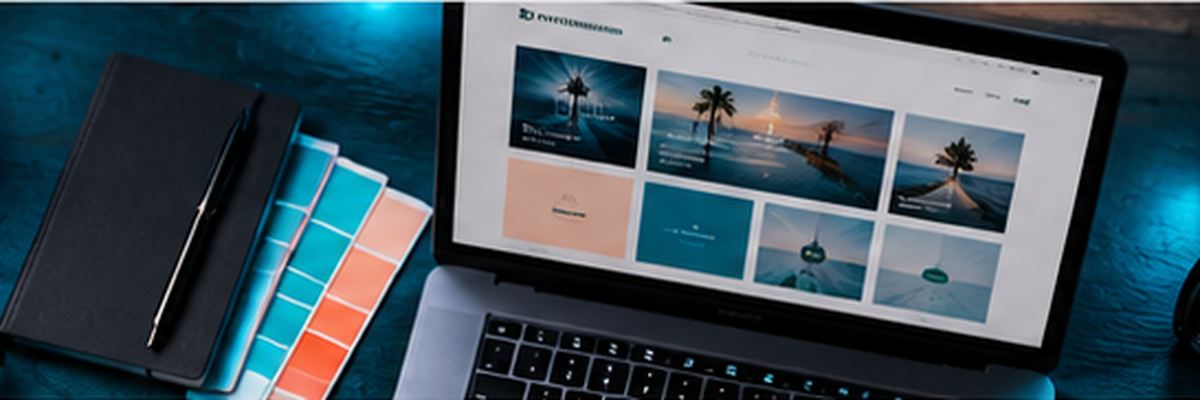 Creative branding workspace with teal design materials — the brand and web design process Creative Web Properties brings to Delray Beach clients