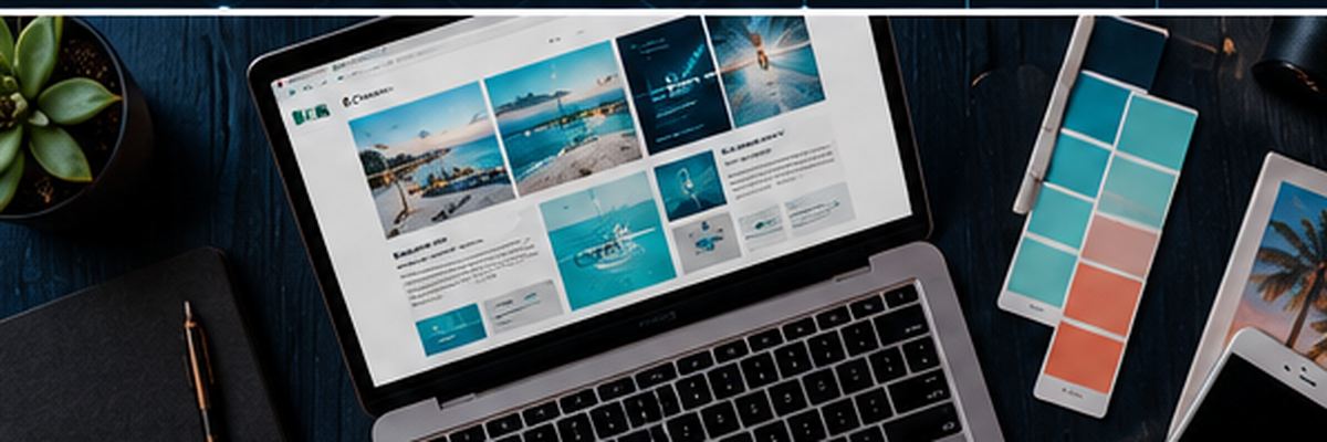 Marketing planning workspace with digital design materials — the human-guided strategy behind every SEO and content engagement