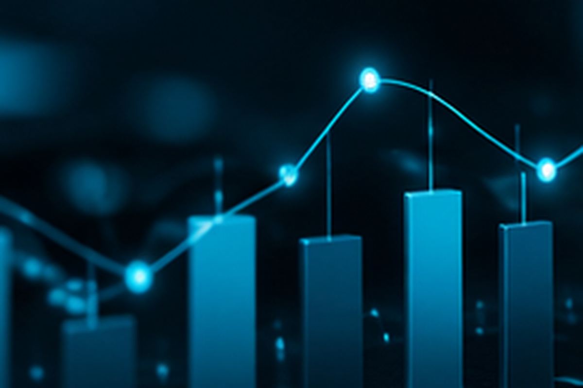 Cyan analytics graphs showing upward growth — the compounding results of SEO and content marketing programs built by Creative Web Properties